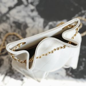 CC Drawstring Backpack 24.3cm White Lambskin