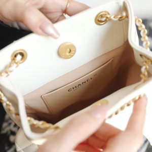 CC Drawstring Backpack 24.3cm White Lambskin