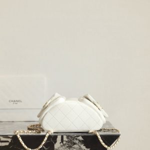 CC Drawstring Backpack 24.3cm White Lambskin