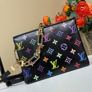 LV x TM Coussin BB 21cm Black Multicolor Monogram-embossed Lambskin