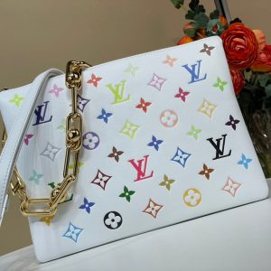 LV x TM Coussin BB 21cm White Multicolor Monogram-embossed Lambskin