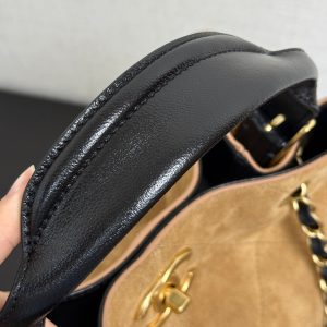 CC 25A Tote 28cm Brown Suede Black Calfskin