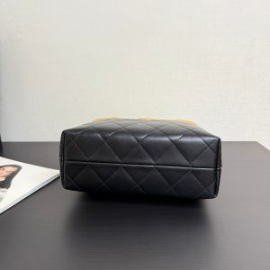 CC 25A Tote 28cm Brown Suede Black Calfskin