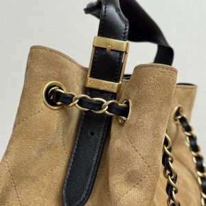 CC 25A Tote 28cm Brown Suede Black Calfskin