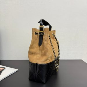 CC 25A Tote 28cm Brown Suede Black Calfskin