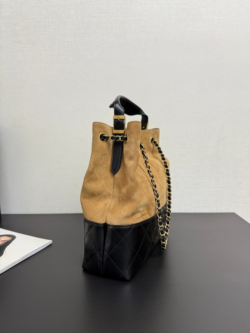 CC 25A Tote 28cm Brown Suede Black Calfskin