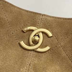 CC 25A Tote 28cm Brown Suede Black Calfskin