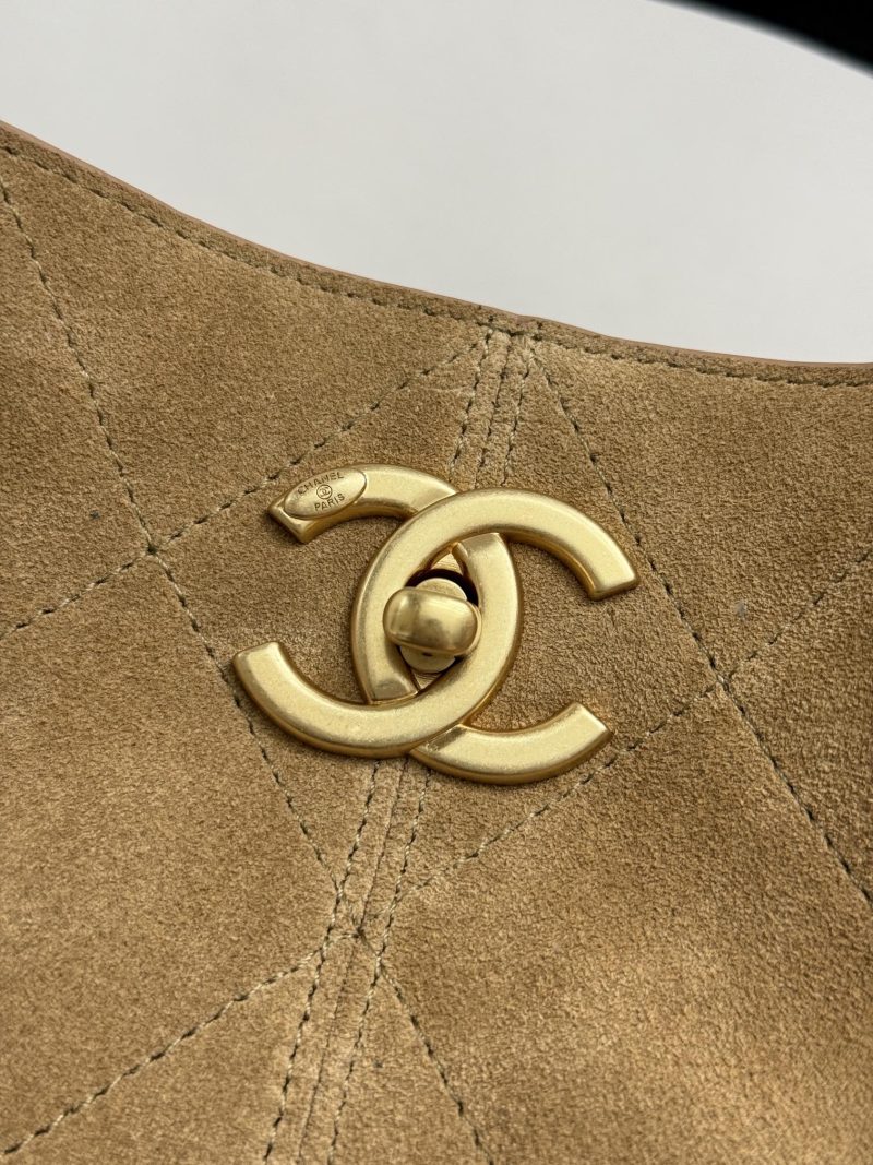 CC 25A Tote 28cm Brown Suede Black Calfskin