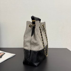 CC 25A Tote 28cm Grey Suede Black Calfskin