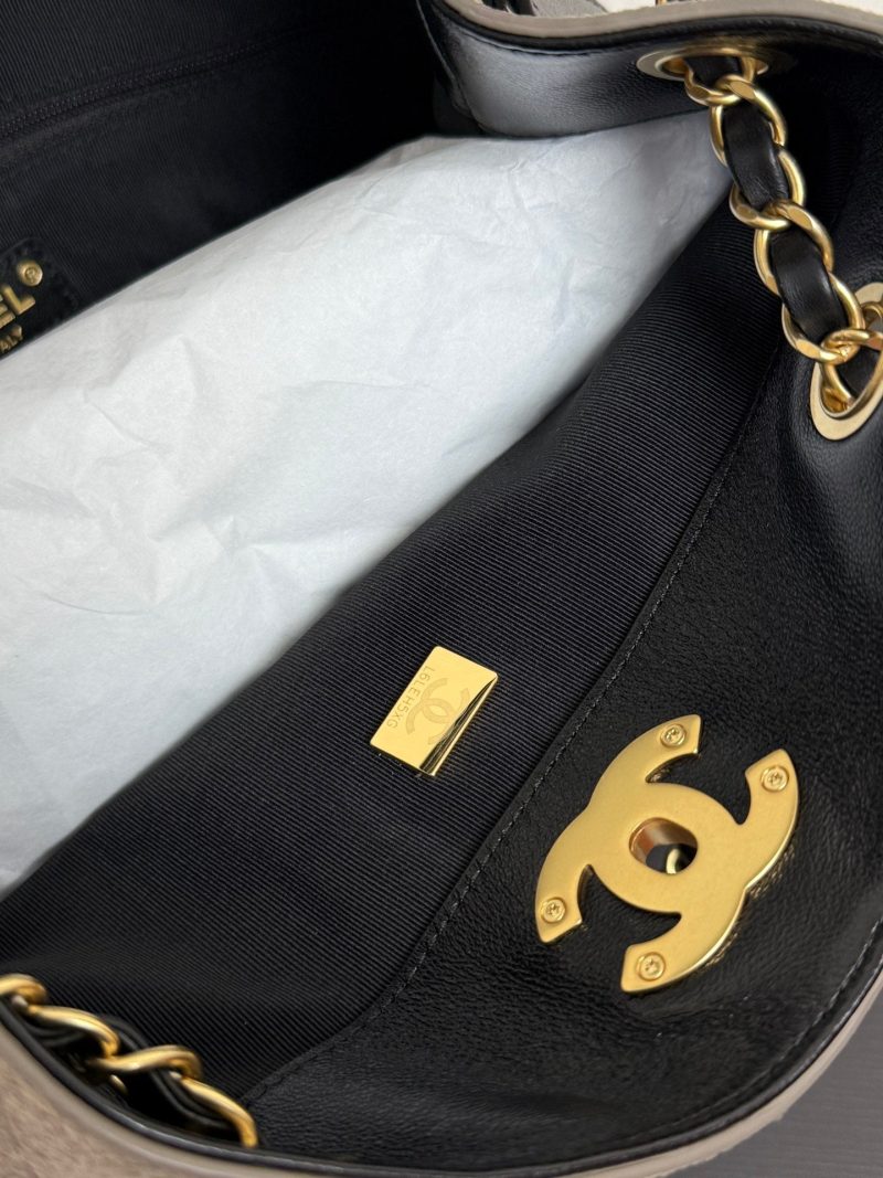 CC 25A Tote 28cm Grey Suede Black Calfskin