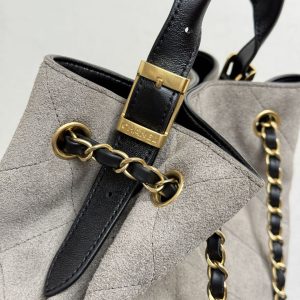 CC 25A Tote 28cm Grey Suede Black Calfskin