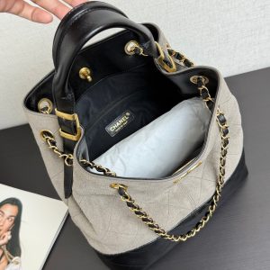 CC 25A Tote 28cm Grey Suede Black Calfskin