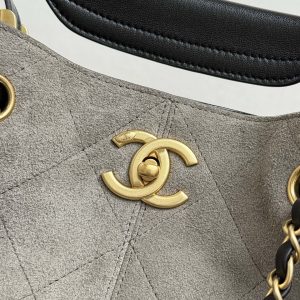 CC 25A Tote 28cm Grey Suede Black Calfskin