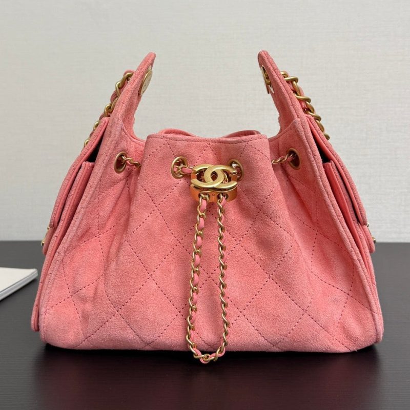 Chanel 2026 Hobo Bag 22cm Pink Suede