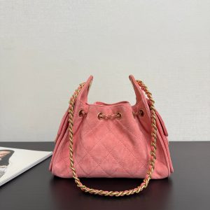 Chanel 2026 Hobo Bag 22cm Pink Suede