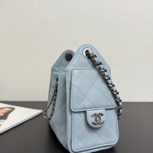 Chanel 2026 Hobo Bag 22cm Light Blue Grained Calfskin With Silver Hardware