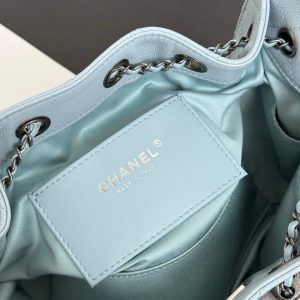Chanel 2026 Hobo Bag 22cm Light Blue Grained Calfskin With Silver Hardware