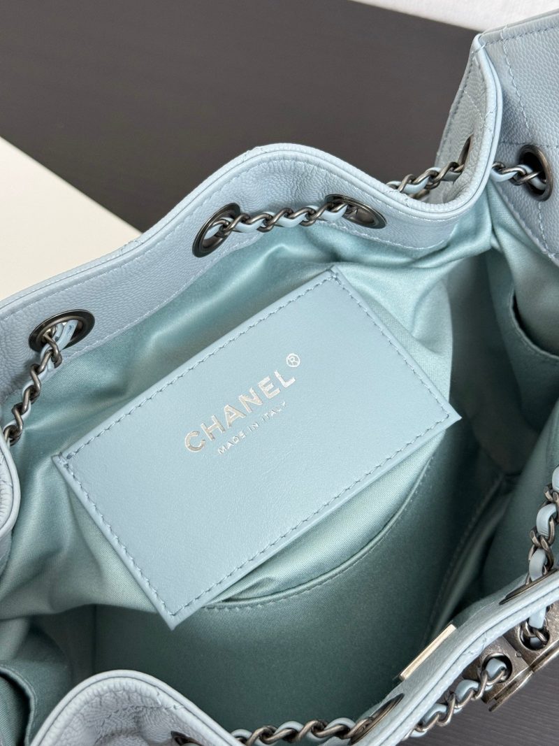 Chanel 2026 Hobo Bag 22cm Light Blue Grained Calfskin With Silver Hardware