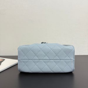 Chanel 2026 Hobo Bag 22cm Light Blue Grained Calfskin With Silver Hardware