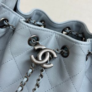 Chanel 2026 Hobo Bag 22cm Light Blue Grained Calfskin With Silver Hardware