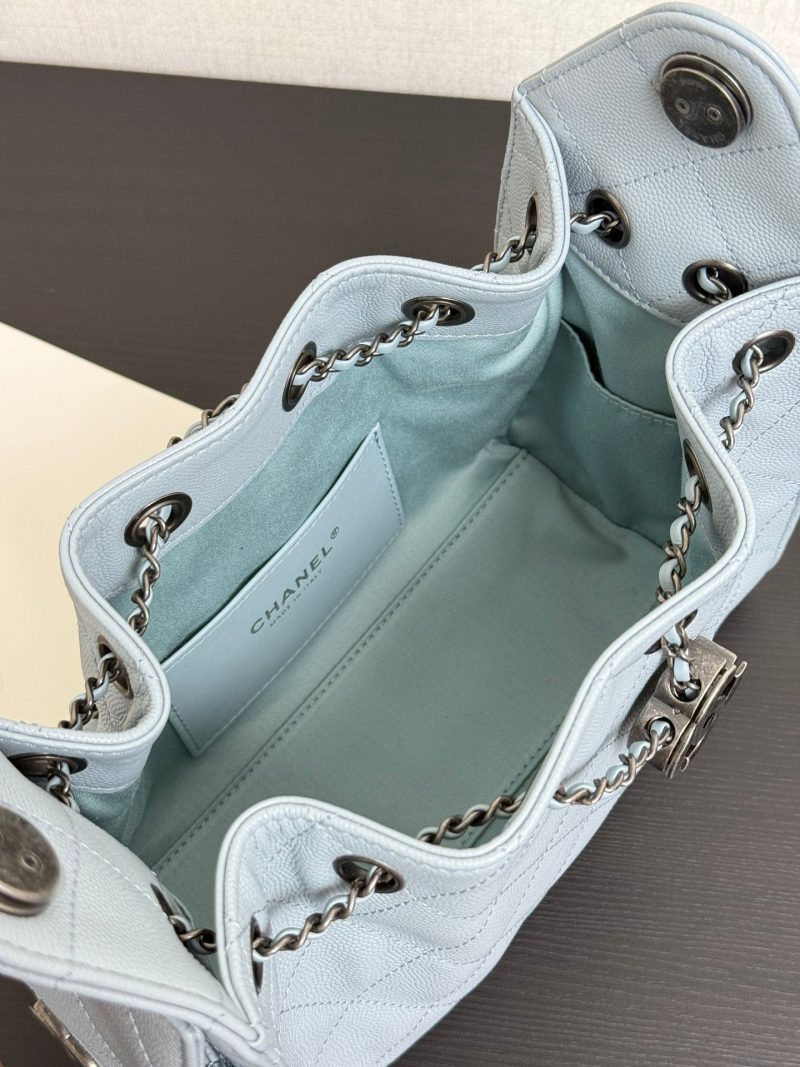 Chanel 2026 Hobo Bag 22cm Light Blue Grained Calfskin With Silver Hardware