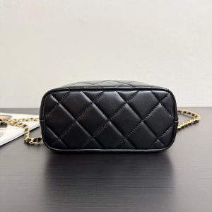 Chanel 2026 Matelassé Pearl Chain Bag Black Lambskin