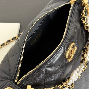 Chanel 2026 Matelassé Pearl Chain Bag Black Lambskin