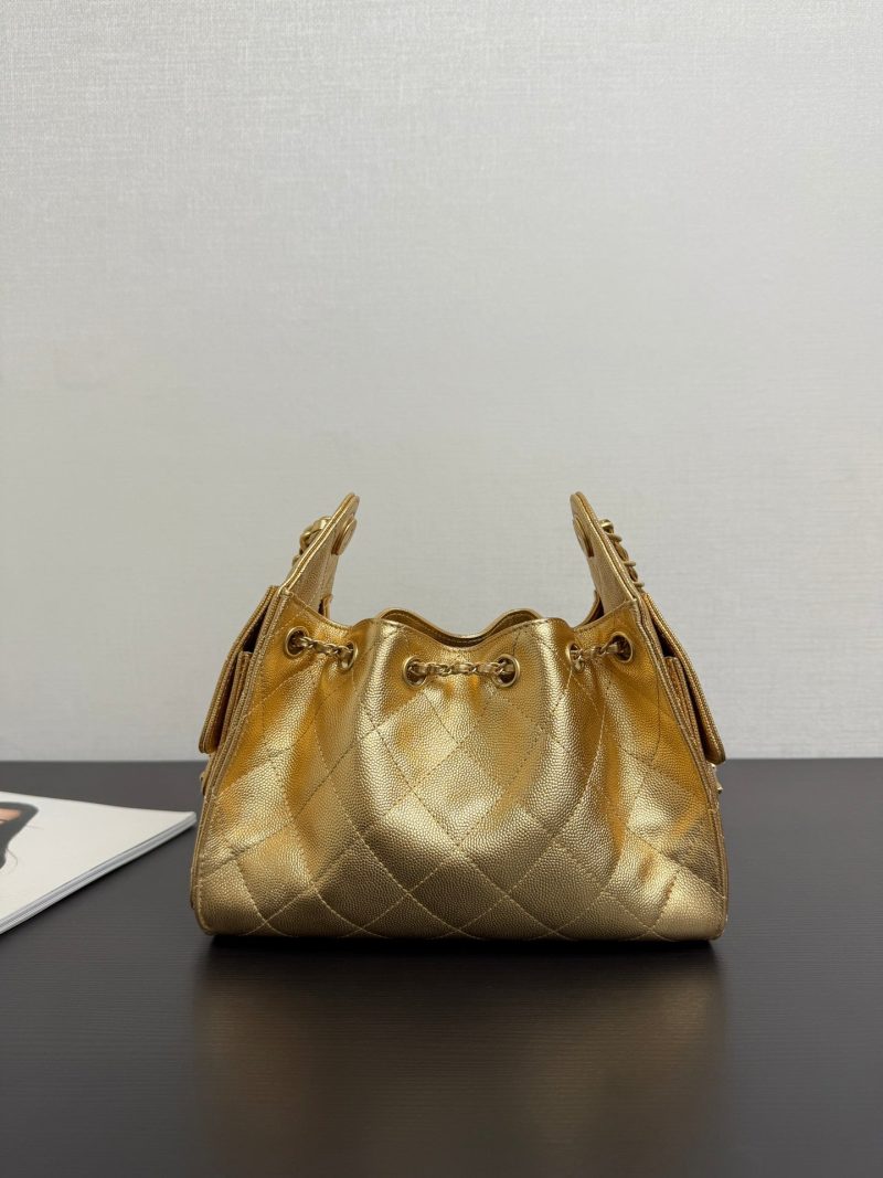 Chanel 2026 Hobo Bag 22cm Gold Grained Calfskin