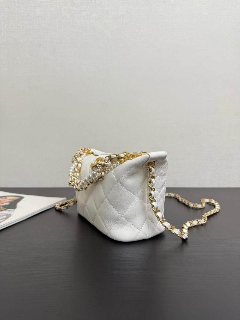 Chanel 2026 Matelassé Pearl Chain Bag White Lambskin