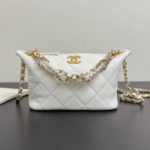 Chanel 2026 Matelassé Pearl Chain Bag White Lambskin