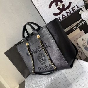 573c55b6d0dc4eb31d5078f11b7b09d7 CC 2025 Deauville Tote Bag Black Leather GHW