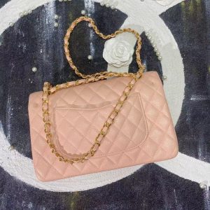 646f599ab12040fbcf83996a64f7ee2a CC classic flap bag 23 pink beige caviar lamskin