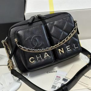CC 22C Early Spring Crossbody Bags Black Lambskin