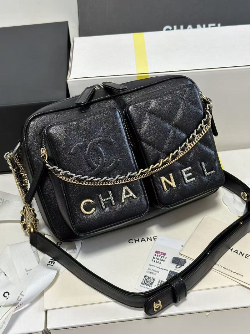 CC 22C Early Spring Crossbody Bags Black Lambskin