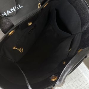 999fd4d068a7da7fe14be1f08c0ca7bd CC 2025 Deauville Tote Bag Black Leather GHW
