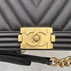 Image_20231111111010 BOY BAG MEDIUM 25 BLACK CHEVRON CAVIAR RUTHENIUM HARDWARE