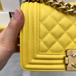 BOY BAG SMALL 20 YELLOW CAVIAR GOLD HARDWARE