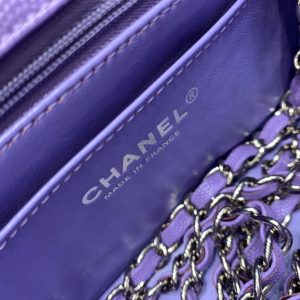 MINI SQUARE FLAP BAG 17CM PURPLE CAVIAR SILVER HARDWARE
