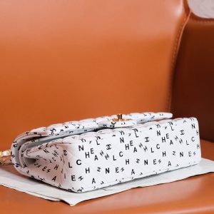 24s flap bag white calfskin multi logo gold hardware