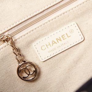 cc deauville shopping small tote 33cm black mixed fabric calfskin