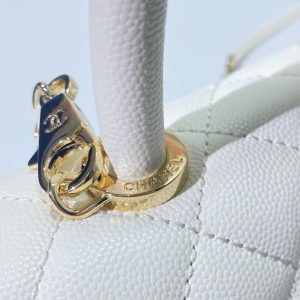 coco handle flap bag 23cm white quilted caviar light gold hardware