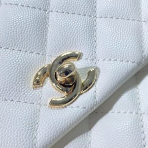coco handle flap bag 23cm white quilted caviar light gold hardware