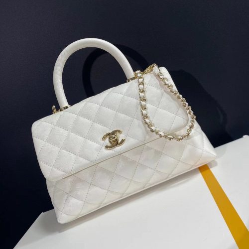 Image_20240914085339 coco handle flap bag 23cm white quilted caviar light gold hardware