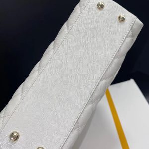 coco handle flap bag 23cm white quilted caviar light gold hardware