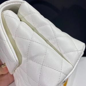 coco handle flap bag 23cm white quilted caviar light gold hardware