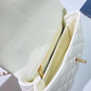 coco handle flap bag 23cm white quilted caviar light gold hardware