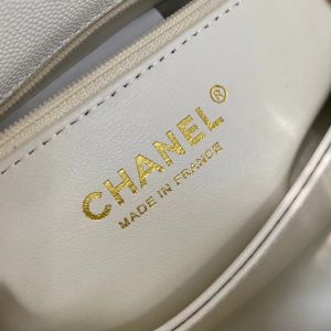 coco handle flap bag 23cm white quilted caviar light gold hardware