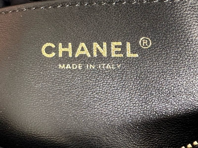 CC 24K Hobo Bag 23cm Black Shiny Lambskin