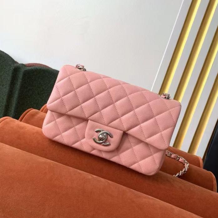 Image_20241007002920 Flap Bag Mini 20cm Pink Caviar Leather Silver Hardware