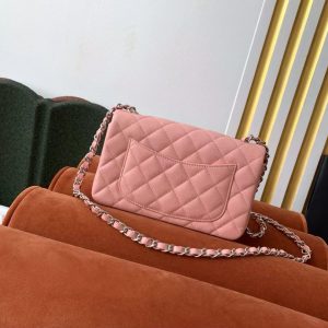 Image_20241007083809 Flap Bag Mini 20cm Pink Caviar Leather Silver Hardware